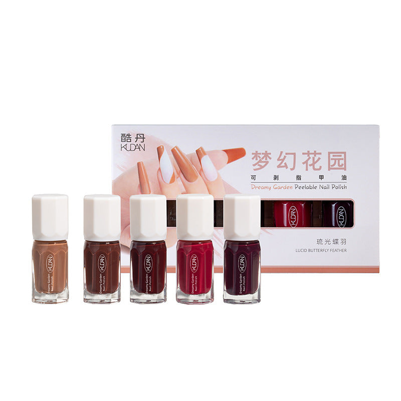 Kudan/kudan 5-pack set of water-based nail polish 9ml*5 water-based peelable, no-bake, quick-drying, long-lasting nail polish