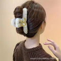 New arrivalstuffedelegantretro style large gripperclassystuffed hair clip for women's back of head large clip headwear