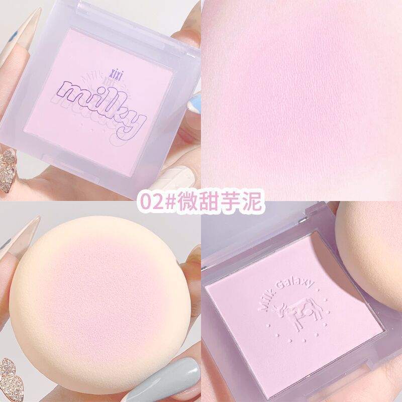 Xixi milk galaxy soft matte blush - color boosting & diminishing shades, blush blue & blush purple, enhance your complexion blush palette