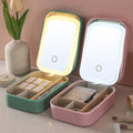 Cosmetic bag with led light, mirror, and desktop makeup organizer - portable, detachable, and partitioned storage for home use