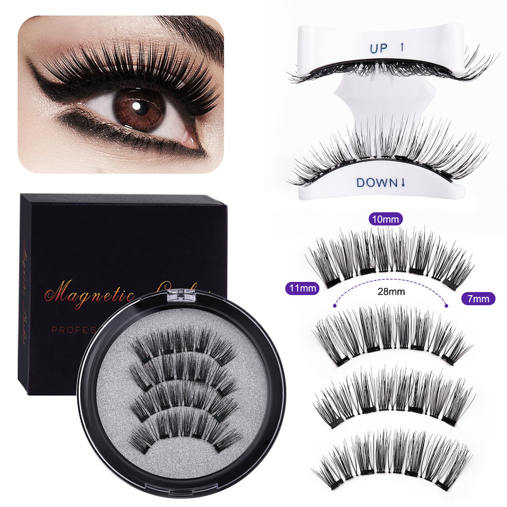 Pingdu magnetic false eyelashes amazon fashion thick strong magnetic 2 pairs black stem eyelash curler suit factory wholesale