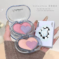 Kakashow heart-shaped duo highlighter palette - 3d illuminating, shimmering, and fine glitter - highlighter & blush in one