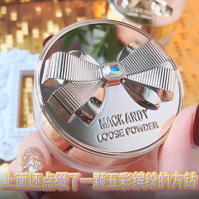 Marco andy bowknot loose powder - lightweight, silky, air-light setting powder for concealing, oil control, waterproof, and long-lasting makeup