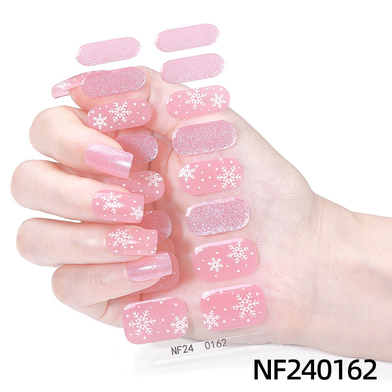 european and american christmas semi-cured gel nail stickers waterproof cartoon kids cute 3d manicure stickers personalized