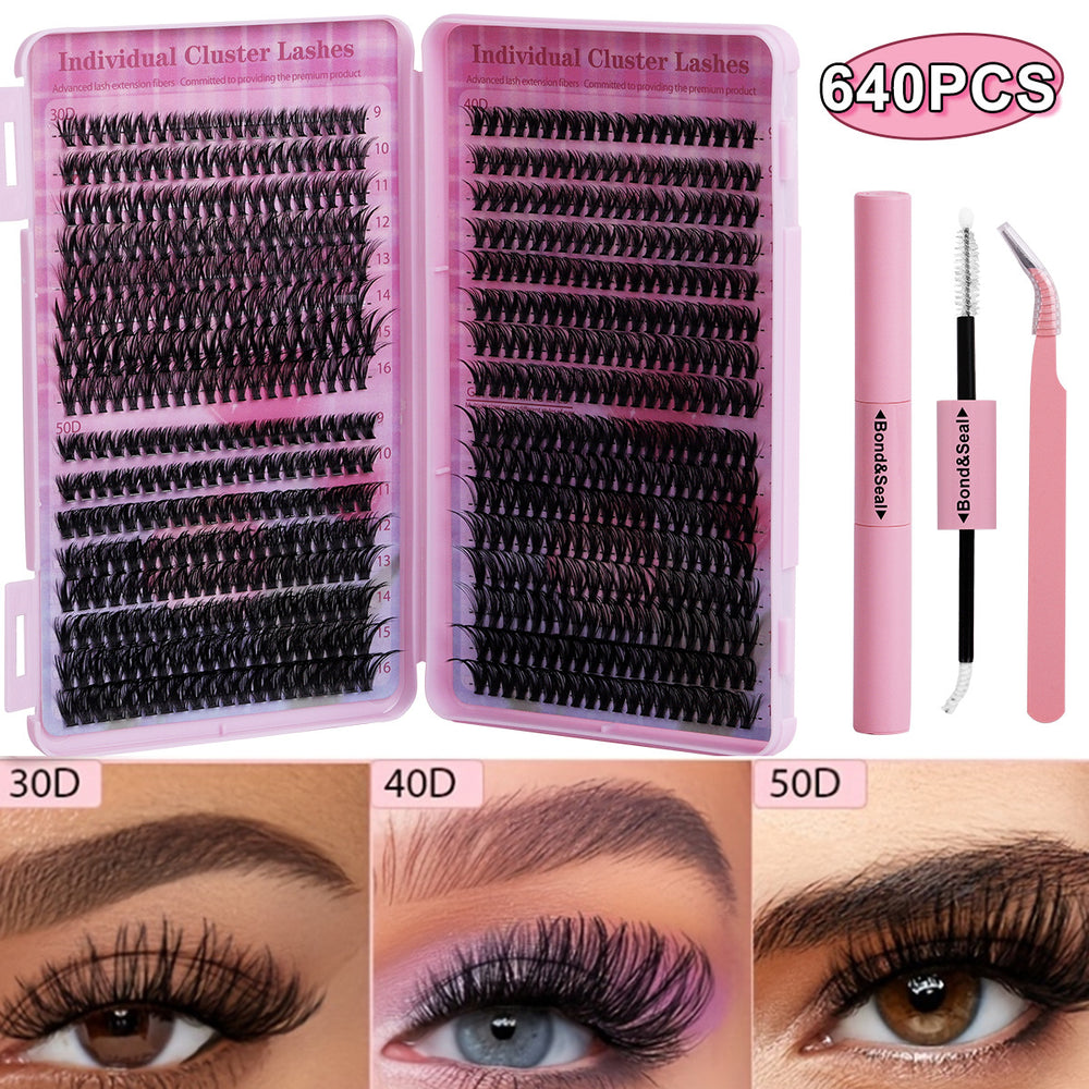 Export segmented fluffy false eyelashes fashiondiy thick chemical fiber single cluster glue style eyelash set soft hair