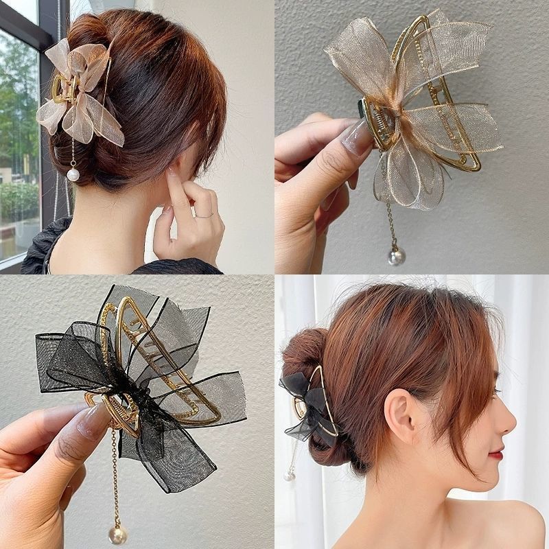 New arrivalclassy sense bow hair clip summer autum tassel gripper lace shark clip mesh hair clip hair clip hair accessories