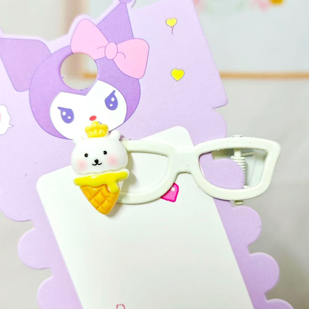 Wholesale cartoon self-deprecating bear hair clips sweet hair accessories headwear girly cute girls cartoon hairpins glasses