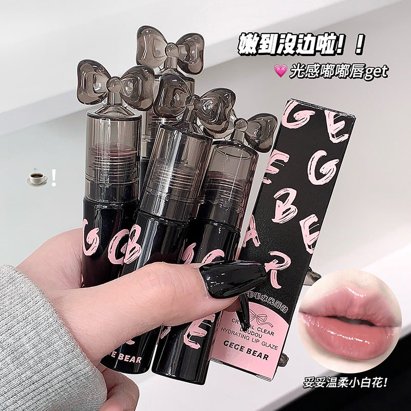 Gege bear crystal clear plumping lip glaze - waterproof, smudge-proof, mirror glass finish, moisturizing lipstick