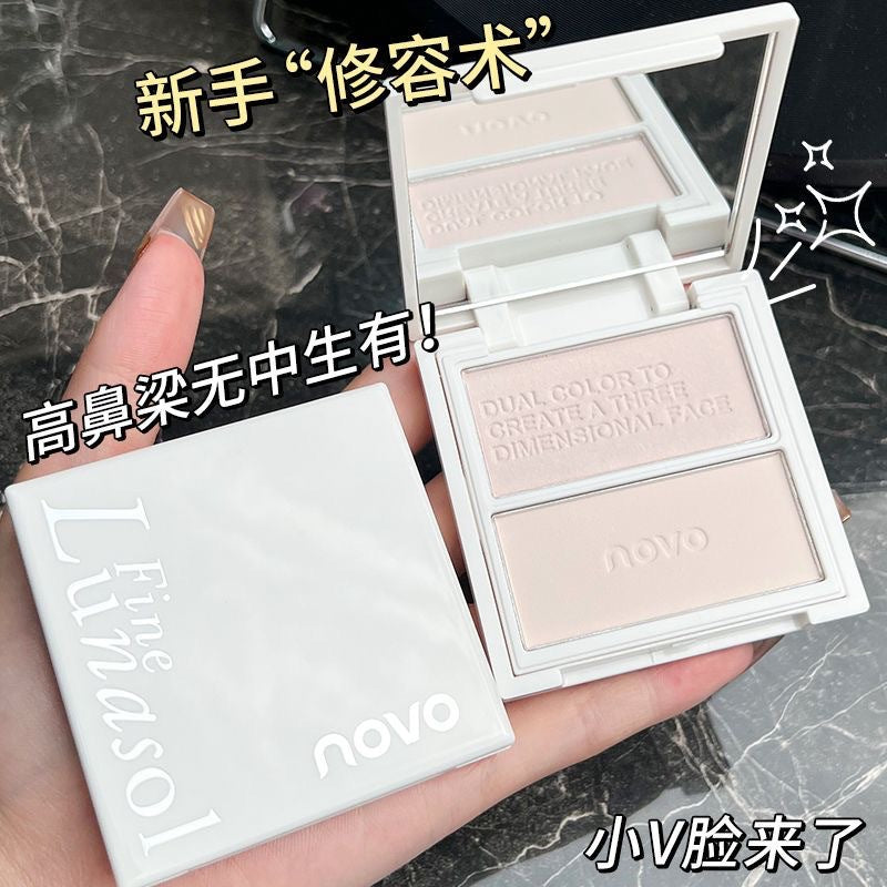 Makeup novo double color highlighter stereo modification contour matte highlight shadow nose shadow contour all-in-one palette
