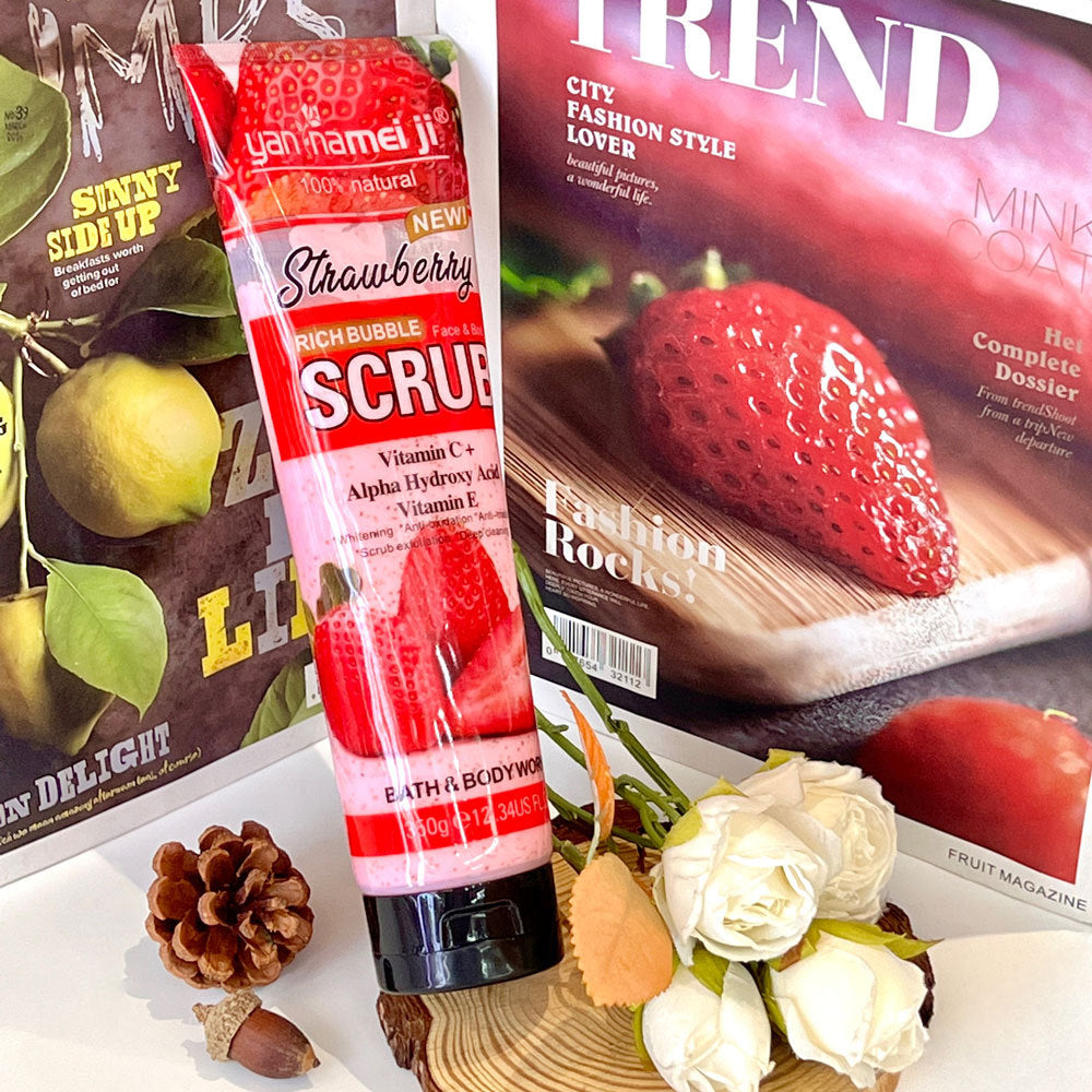 strawberry scrub 350g deep cleansing exfoliating cleansing chicken skin facial body scrub bath salt