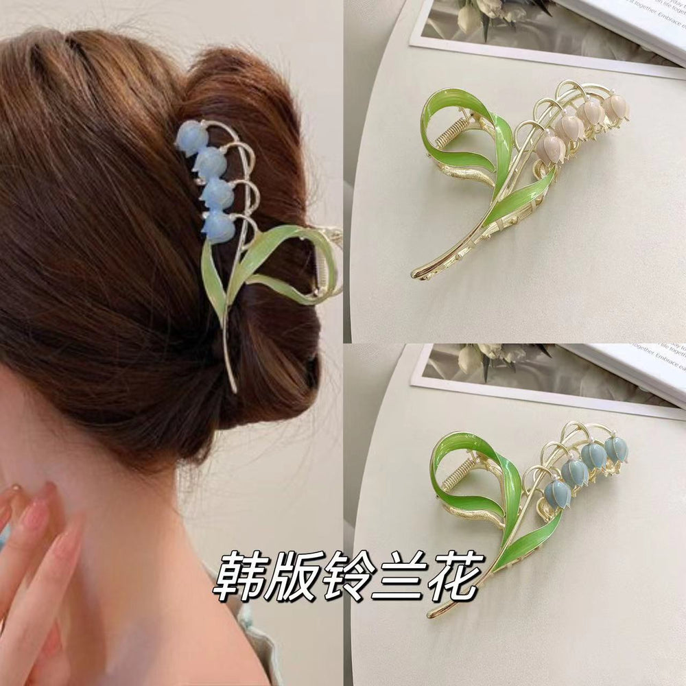 Lily of the valley flower super fairy elegant clip large classy hair clip women's back of the head autumeasiest for match shark clip hair accessories