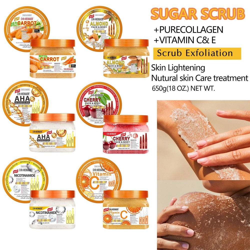 kojic acid sugar scrub for dark spot removal, cleansing, and exfoliation - lychee scrub bath salt & carrot scrub 650g