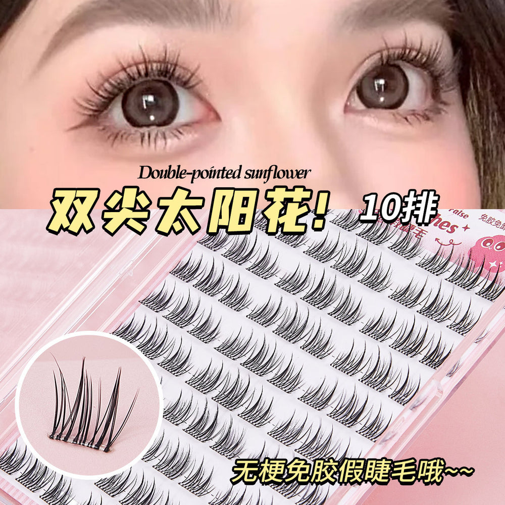 Jonbos self-adhesive glue-free false eyelashes for women, natural simulation, "born-with" style, 3-step application, high volume, individual cluster lashes