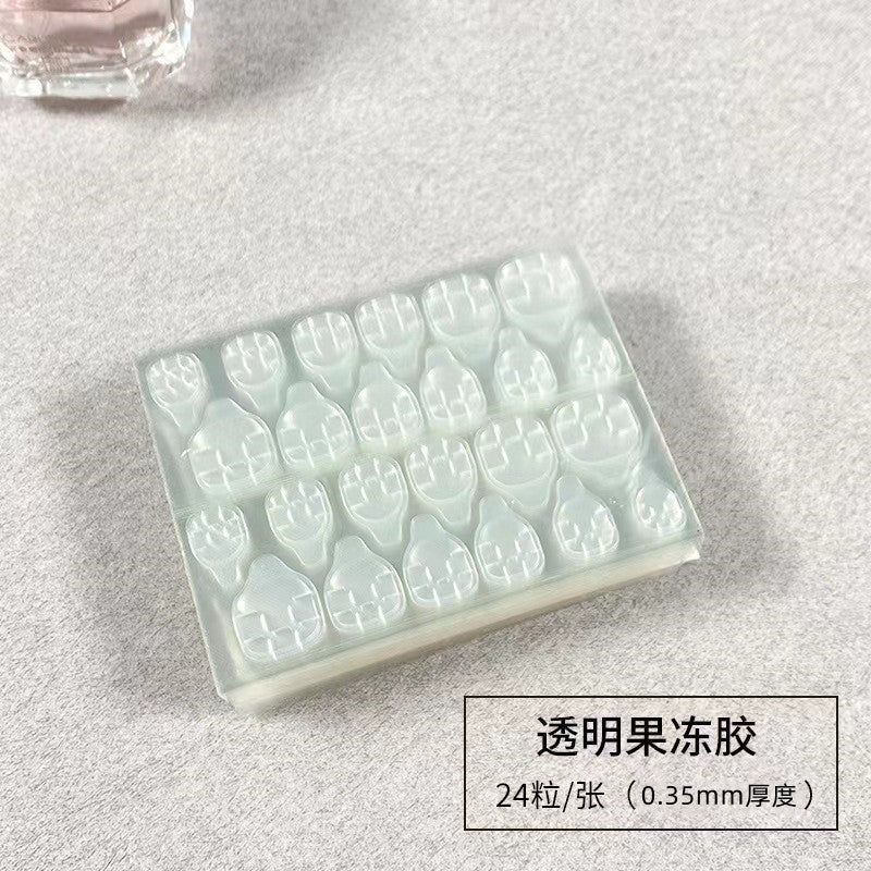 Jelly glue 24 stickers printing manicure jelly stickers transparent yellow glue wearable nail patch double-sided tape waterproof convenient jelly stickers