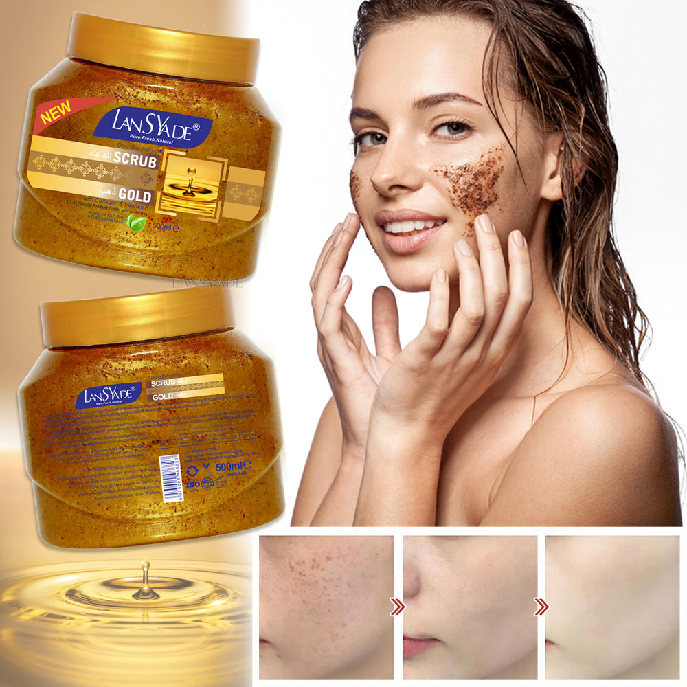 24k gold exfoliating scrub 500g - softens, removes dead skin, cleanses, firms, and exfoliates - wholesale for export