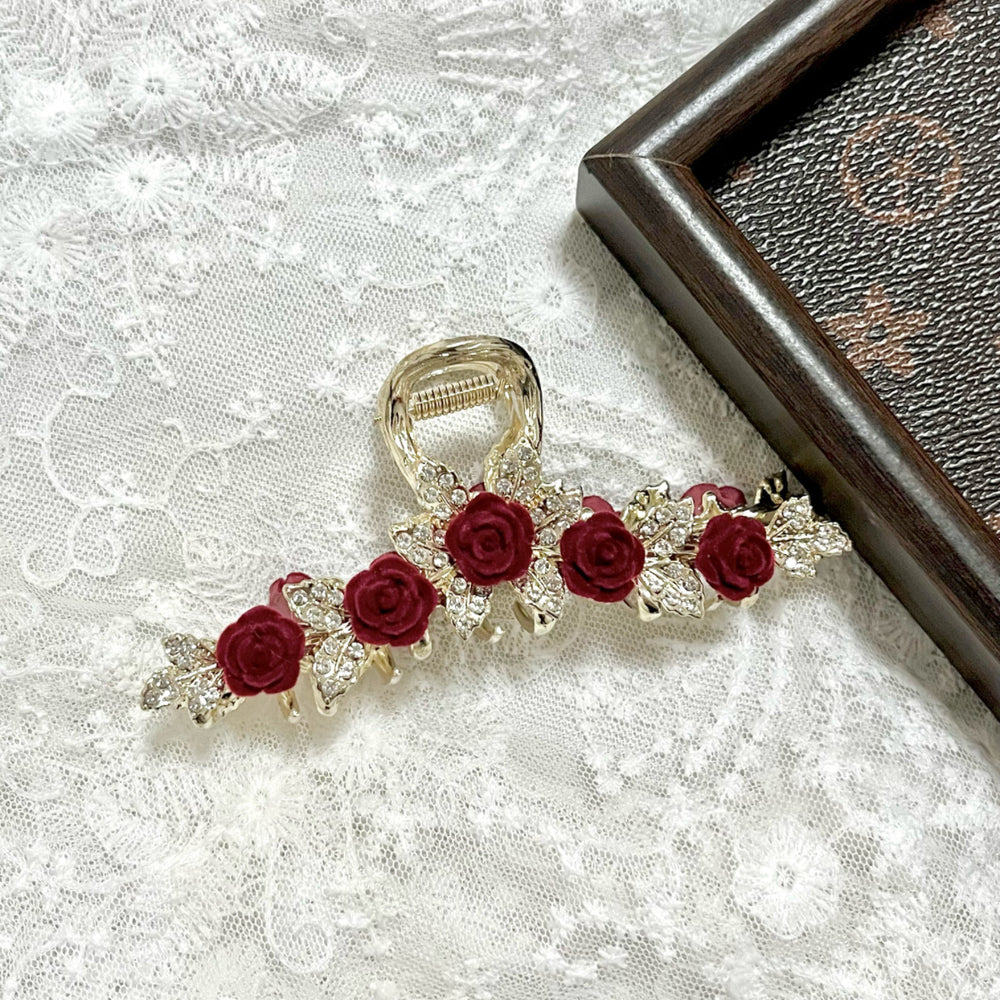 Ancient style classyelegant metal rose flower hair clip for women, back of head flower hair clip, shark clip, headwear