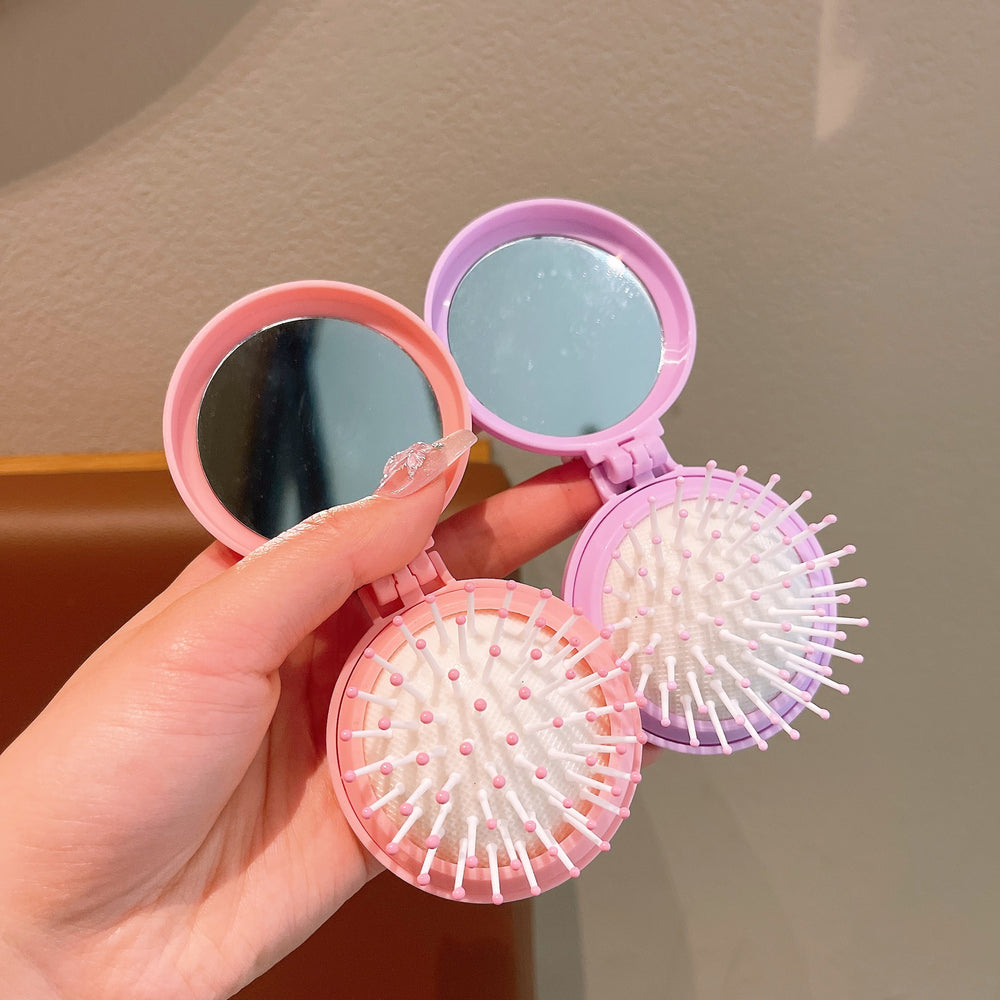 Foldable air cushion comb pony massage comb air cushion comb mini portable small comb round mirror comb portable comb