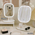 Led vanity mirror with light - bedroom dressing table, student dorm, desktop plastic storage, home decor mirror
