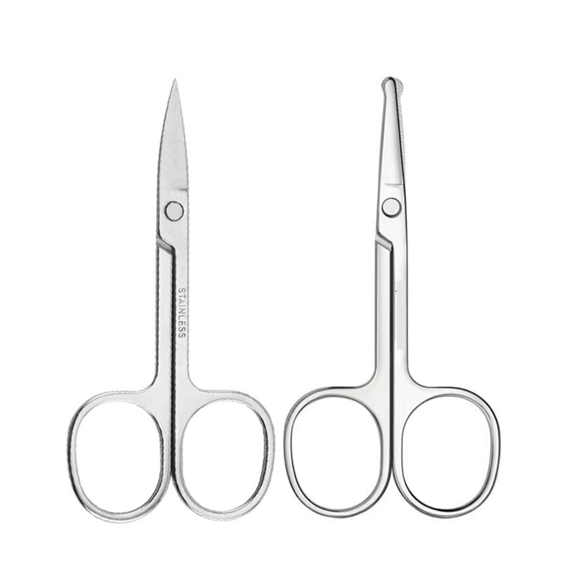 Stainless steel eyebrow scissors - small scissors, a-scissors, nose hair scissors, curved tip, pointed tip, safety round tip, eyebrow shaping scissors, makeup & beauty scissors