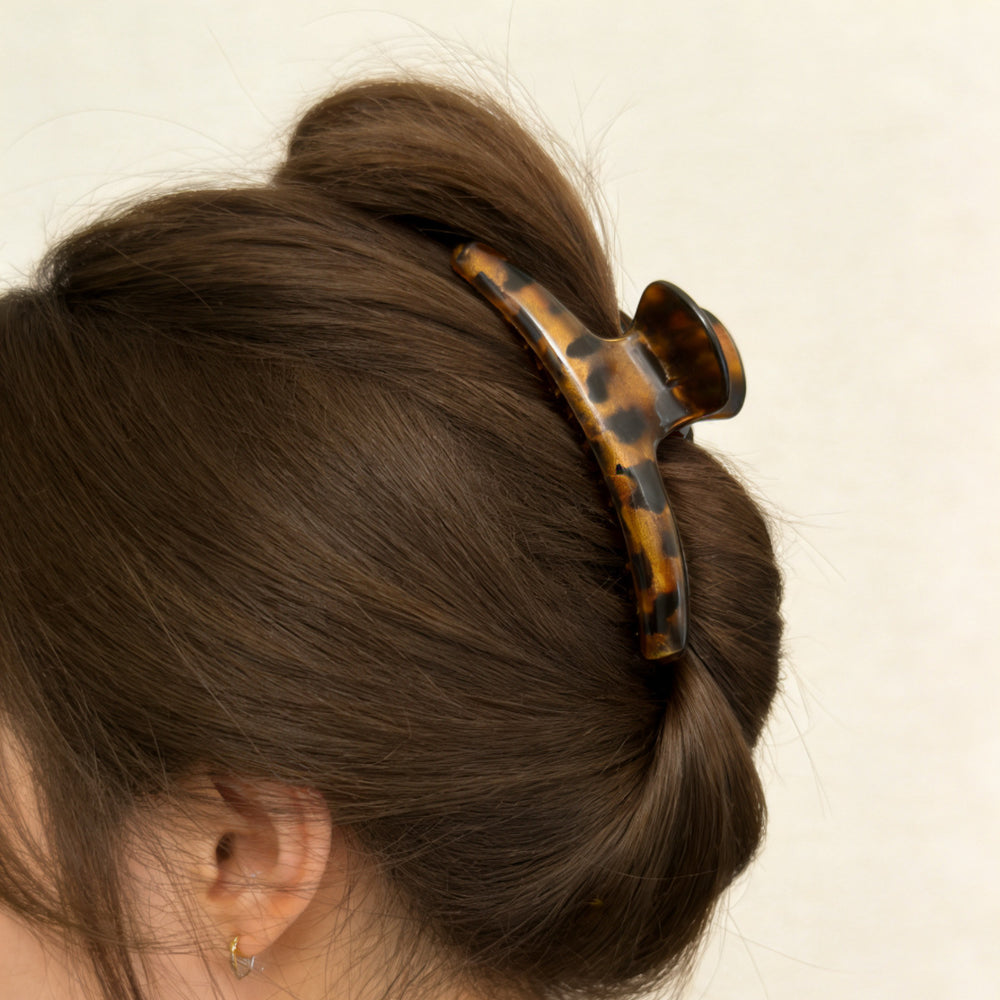 French leopard print gripper for women 2026 new arrivalclassy shark clip large easiest for match back of head hair clip headwear