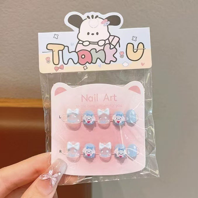 Kids' nail stickers - cute & fun kumi design, waterproof, removable, self-adhesive nail art for girls, perfect for students