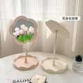 Flower makeup mirror dressing mirror student makeup mirror storage for home desktop desktop plastic home table mirror