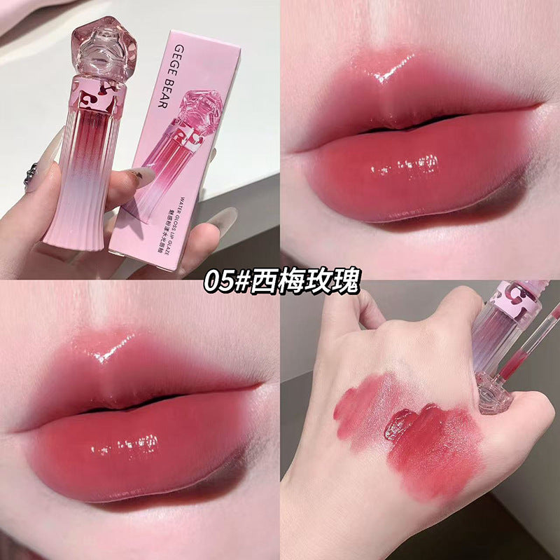 Gege bear charming pink water glossy lip glaze suit women's mirror glass dudu lips pseudo-natural white lipstick