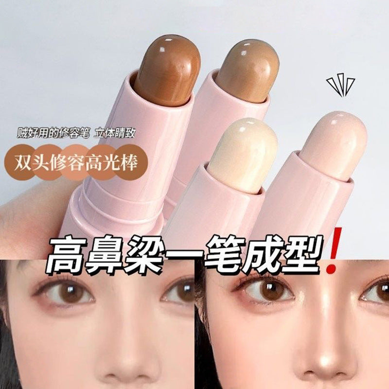 Novo 3d dual-ended contour stick - highlighter, contour, nose shadow, side shadow, and face brightening stick