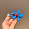 Korean dongdaemun new blue floral hair clip - side bangs duckbill clip - sweet & girly hair accessory