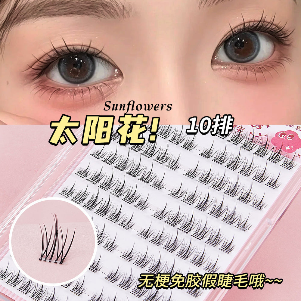 Jonbos self-adhesive glue-free false eyelashes for women, natural simulation, "born-with" style, 3-step application, high volume, individual cluster lashes
