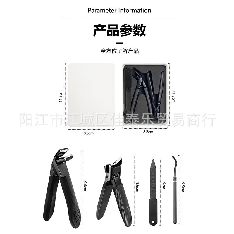 New angled edge nail clippers stainless steel anti-splash wide opening nail clipper set premium nail scissors gift box
