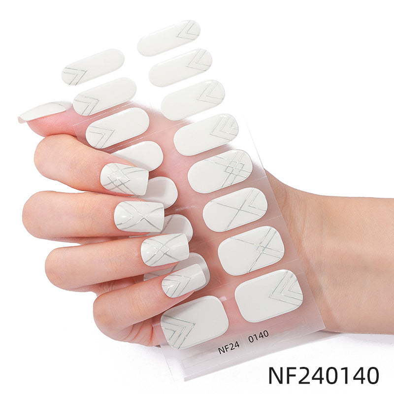 Zhengxiang personalized french gel manicure stickers hot glitter powder fashionuv baking lamp hardening semi-cured nail stickers