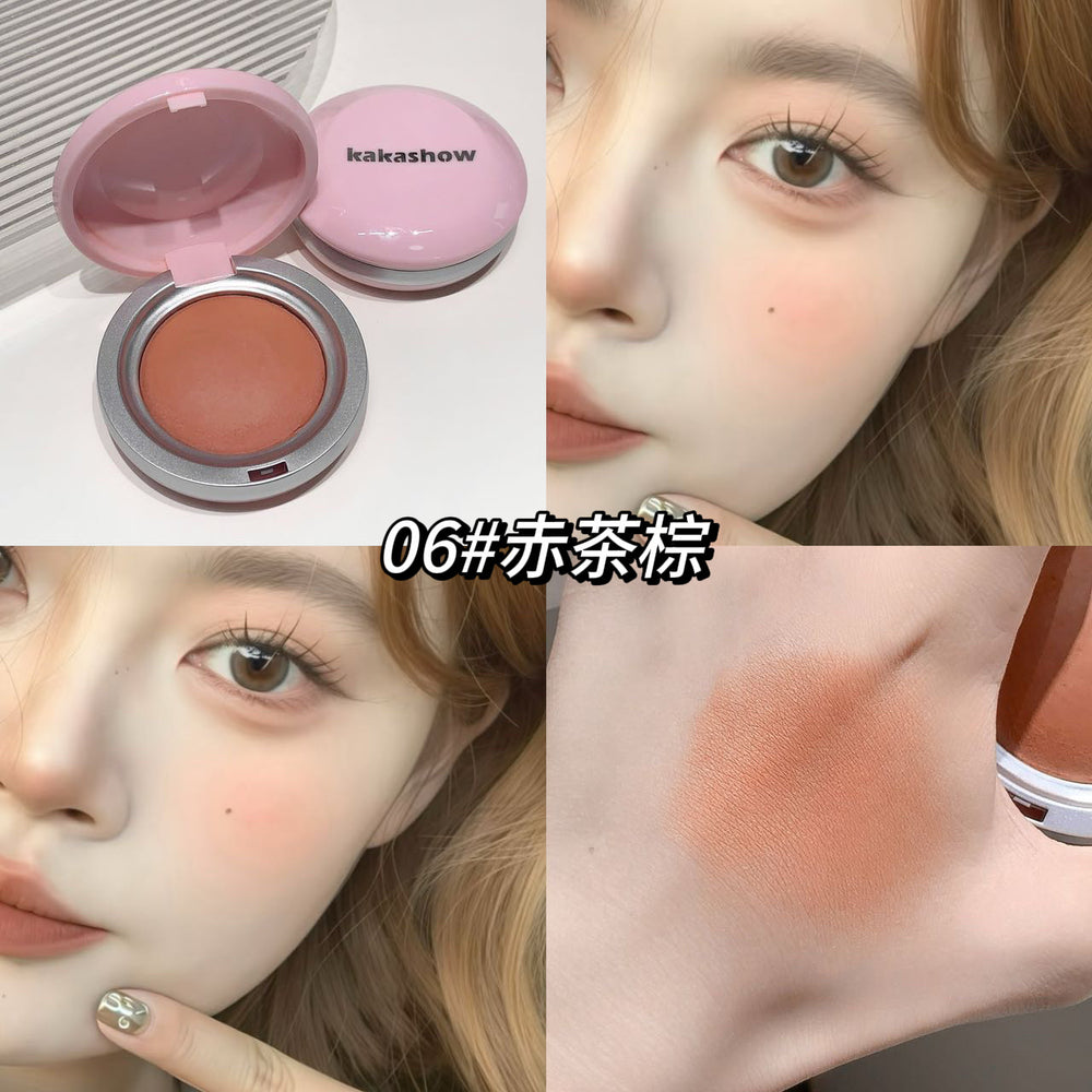 Kakashow shimmer soft mist baked powder blush for women, fine powder to enhance complexion, expand and shrink color rouge