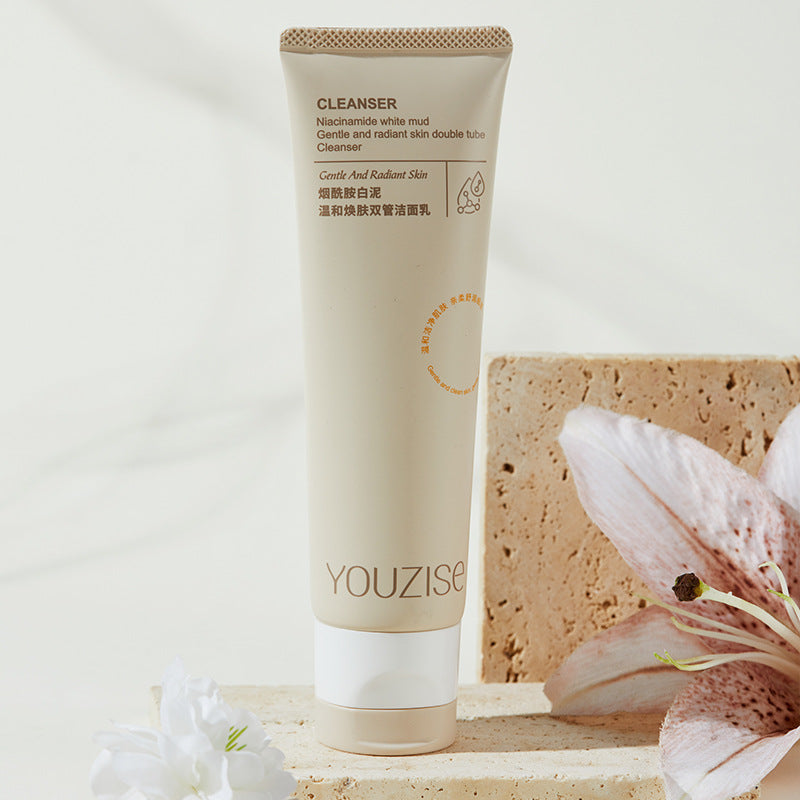 Youzise double tube facial cleanser for men and women, refreshing, moisturizing, oil control, purifying and makeup removing two-in-one facial cleanser 120g