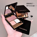 Kakashow aurora shimmer tri-color eyeshadow palette - matte, shimmer, and fine glitter - everyday versatile earth tones