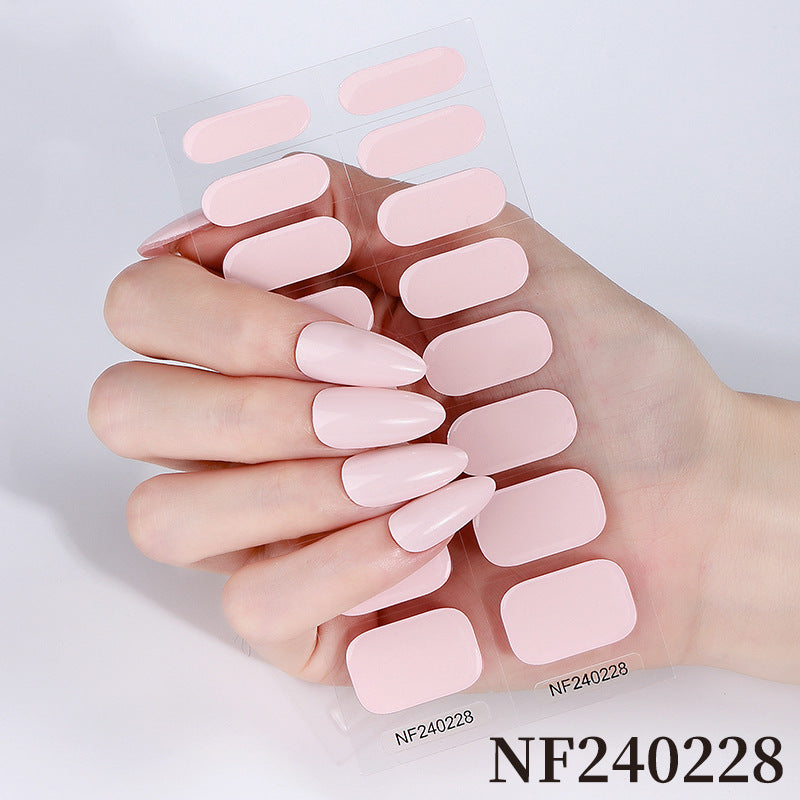 Zhengxiang cross-border fashion pure color gel manicure stickers waterproof flash uv light therapy semi-baked nail stickers full stickers personalized