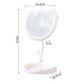 Tulip flower desktop makeup mirror - perfect for dorms, home, and vanity tables - includes storage - plastic mirror