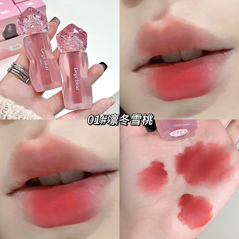 Gege bear velvet mist cream lip clay - matte, non-drying, everyday nude look, brightening lip glaze