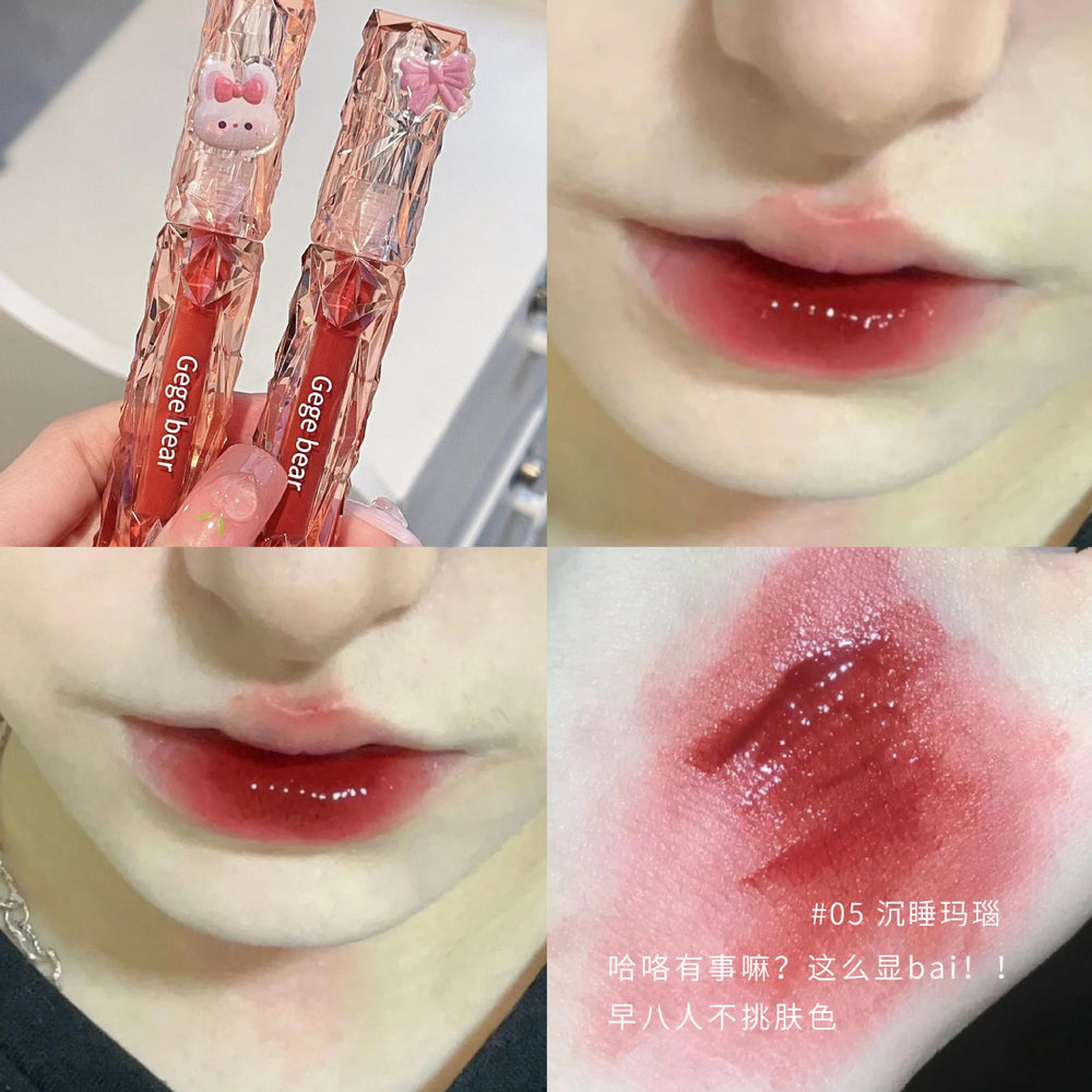 Gege bear gege bear crystal diamond mirror lip glaze moisturizing student party no makeup whitening lipstick