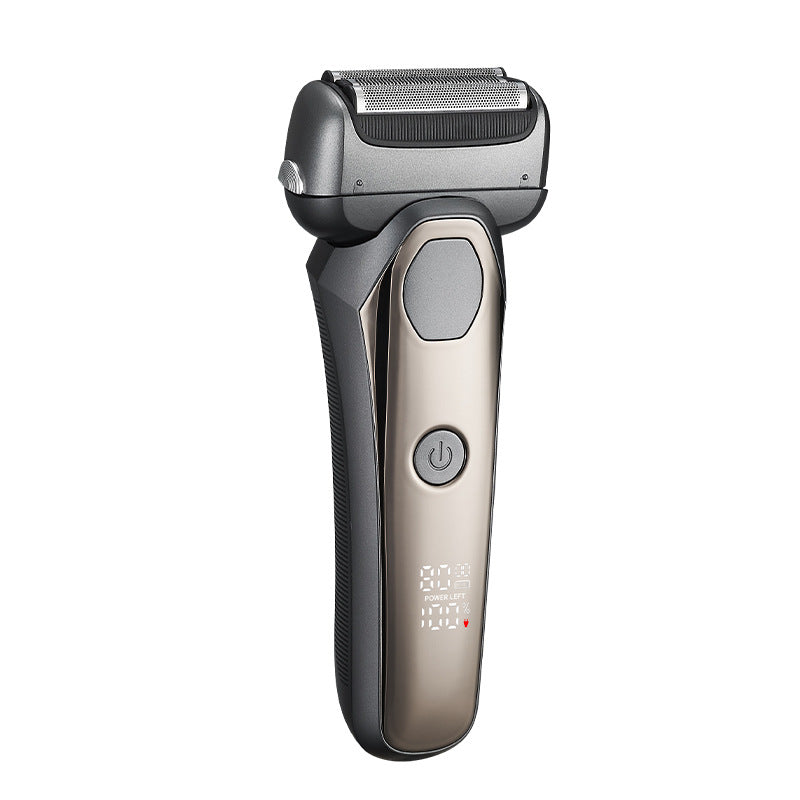 Mini reciprocating triple-blade razor - moisturizing blades, electric beard trimmer, ultra-clean, portable, washable