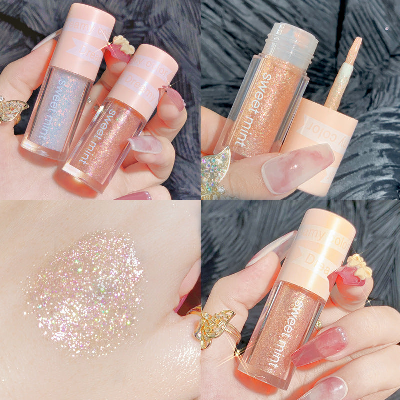 Sweet mint liquid eye shadow pearlescent fine glitter waterproof sparkling highlighter eye shadow liquid