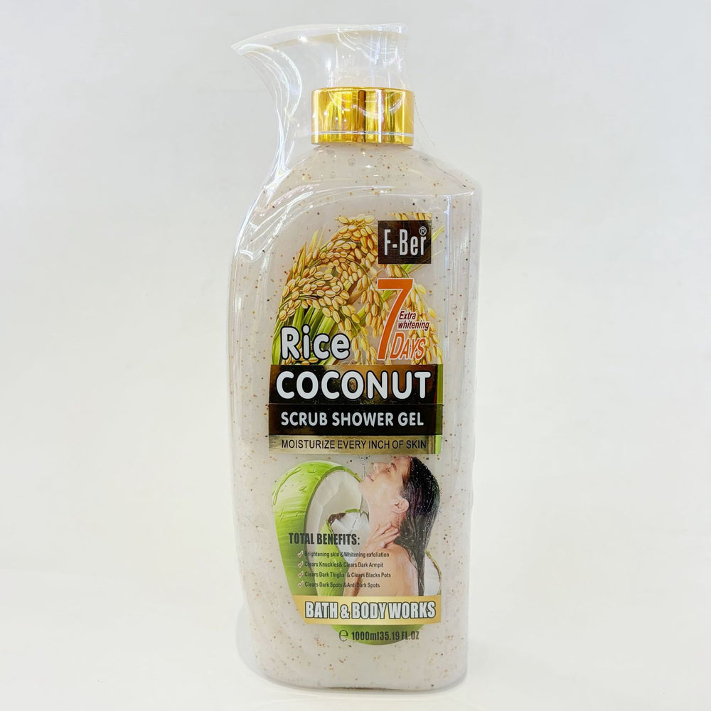 english 7-day renewal exfoliating body wash - gentle exfoliation, cleansing rice & coconut shower gel 1000ml