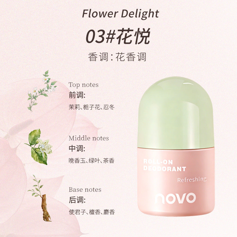 Novo pure & refreshing roll-on deodorant for women - underarm odor control, long-lasting fragrance, antiperspirant roll-on