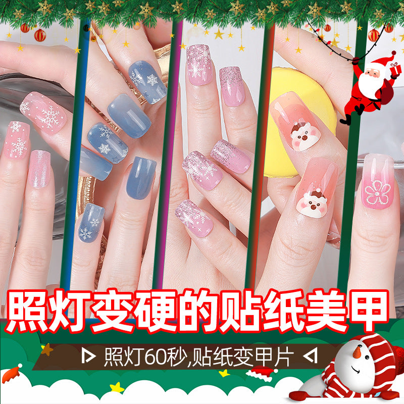 Zhengxiang custom gel nail stickers - christmas snowflake, cross-border french style, uv semi-cured nail art, cartoon export