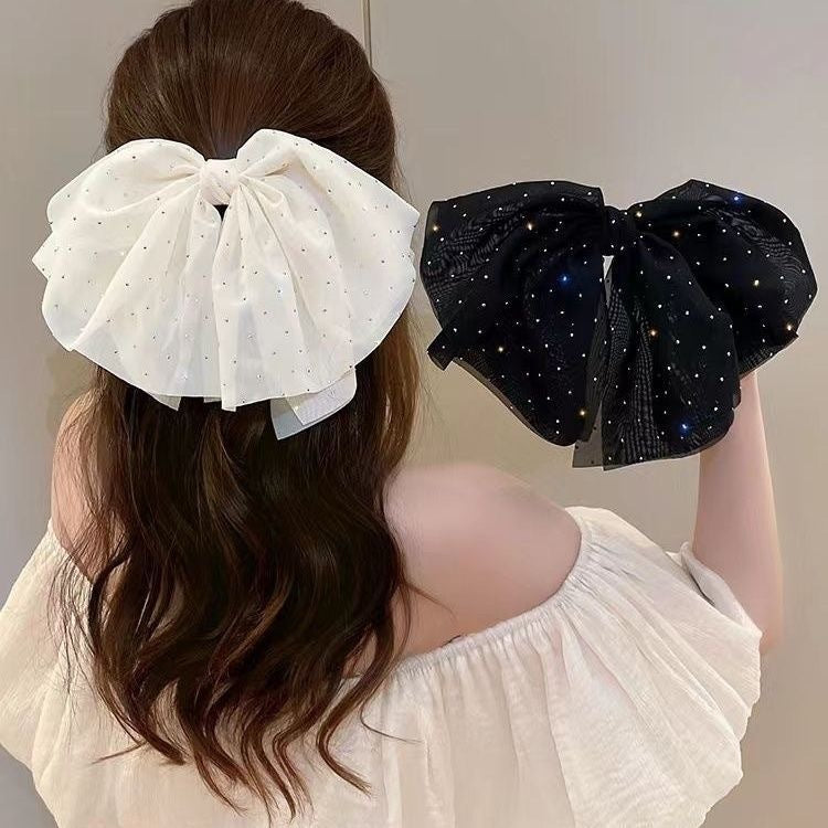 Gypsophila mesh bows hair clip classyelegant top clip half-tied hair back spring clip hair accessories for women