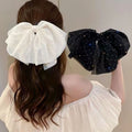 Gypsophila mesh bows hair clip classyelegant top clip half-tied hair back spring clip hair accessories for women