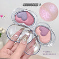 Kakashow heart-shaped duo highlighter palette - 3d illuminating, shimmering, and fine glitter - highlighter & blush in one