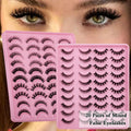 Amazon russian volume false eyelashes, 20 pairs, 3d curl, synthetic fiber, thick & dense mixed set, cross-border bestseller
