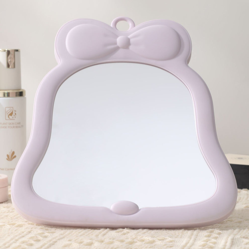 Bowknot plastic desktop makeup mirror - home beauty touch-up mirror - cute glass storage folding mirror