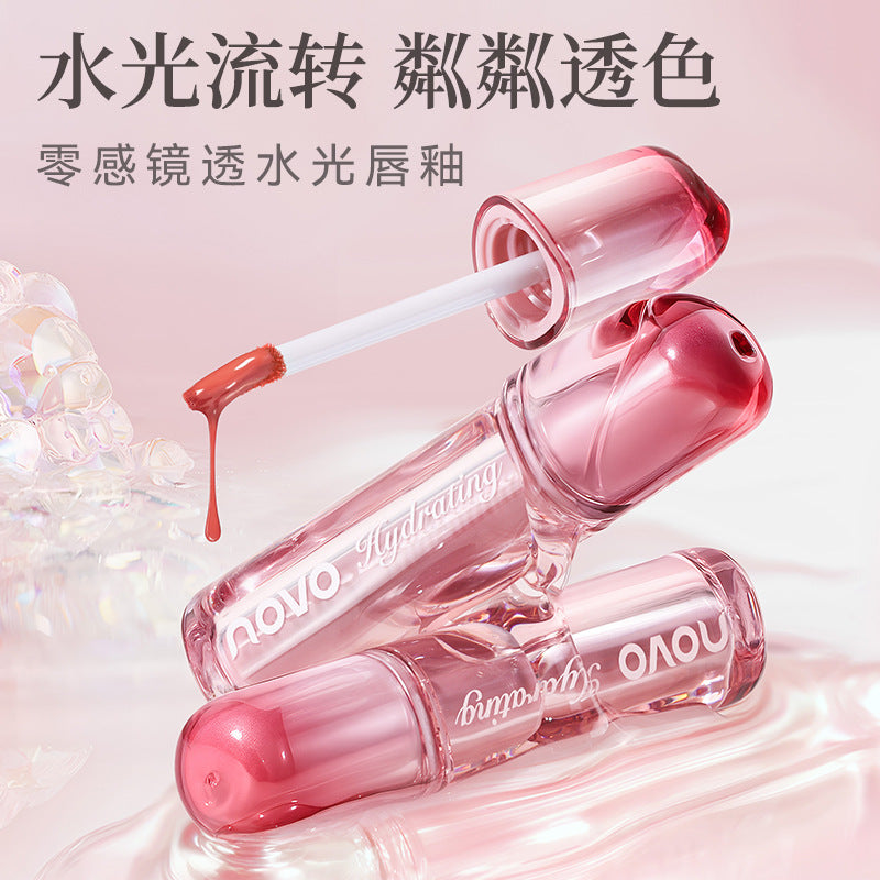 Makeup novo zero sensation mirror translucent lip glaze female student affordable mirror moisturizing plump lips whitening lip gloss